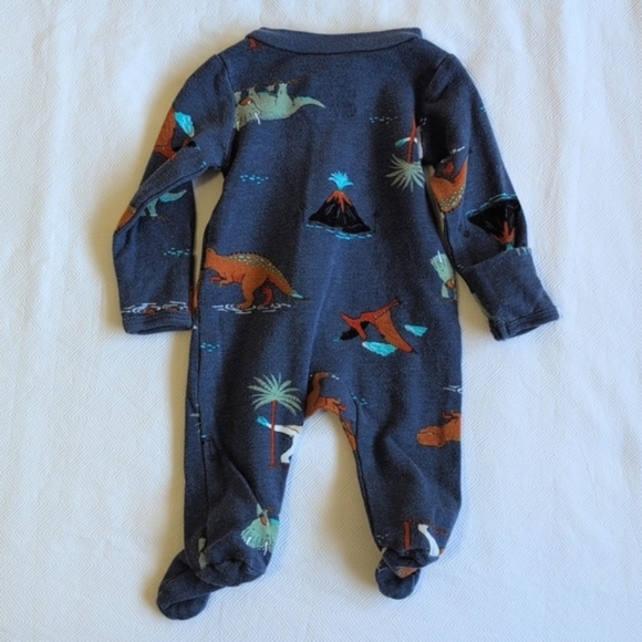 carter's preemie cotton dino 2-way zipper footie sleeper pajamas with mitts - Picture 6 of 6
